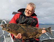 Auch das kann beim Schleppen auf Meerforelle in Norwegen passieren. Ein «kleiner» Heilbutt hat sich den Rapala Deep Tail Dancer geschnappt.