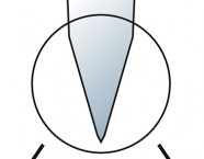 Normaler, konischer Schliff: Allroundmesser (25–30 Grad), Filetiermesser (17–20 Grad). Je spitzer der Winkel, d.h. je weniger Grad der Winkel hat, desto schärfer und zugleich empfindlicher ist die Schneide.