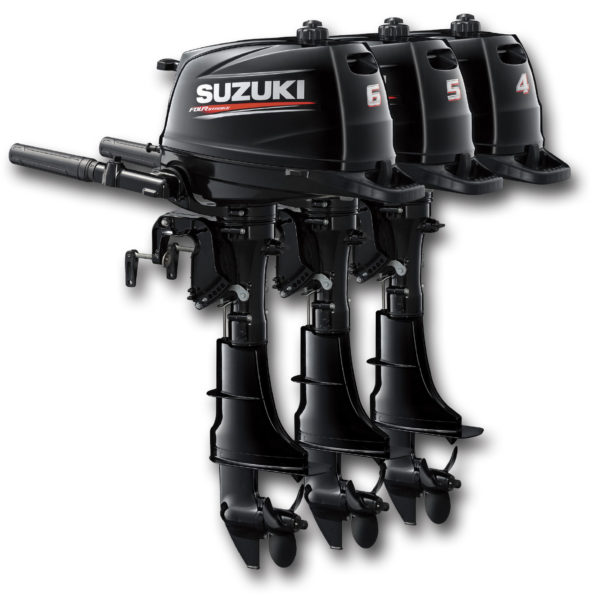 Die tragbaren Aussenborder-Modelle DF4A, DF5A und DF6A von Suzuki sind in edlem «Nebel-Schwarz» gehalten.
